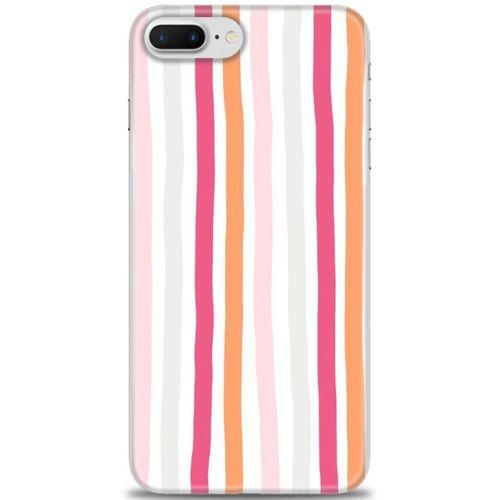 iPhone 8 Plus Kılıf HD Baskılı Kılıf - Pembe Çubuklar + Tam Ekran Koruyucu