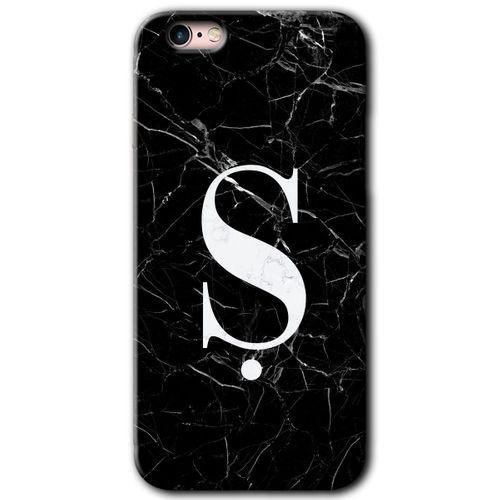 iPhone 6 Kılıf HD Desen Baskılı Arka Kapak - Siyah Mermer Desenli Ş Harfi