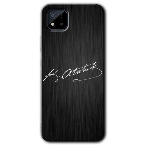 Realme C11 Kılıf HD Desen Baskılı Arka Kapak - İmza Atatürk + Kırılmaz Cam
