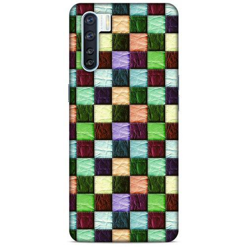 Oppo A91 Kılıf Patchwork (6) Silikon Kılıf Su Yeşili