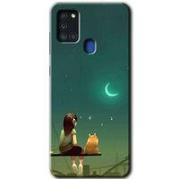 Potkal Hediye Fabrikası Samsung Galaxy A21s Kılıf HD Desen Baskılı Arka Kapak - Kedili Kız