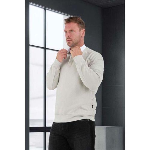 Luis Polo Yaka Selanik Örme Kumaş Erkek Sweatshirt - Taş