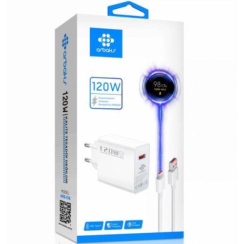 120W Type-C Süper Hızlı Şarj Aleti – Turbo Fast Charger Arbaks ARB-016