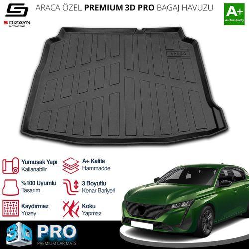 S-Dizayn Peugeot 308 3D Pro Bagaj Havuzu 2013-2021 A+ Kalite