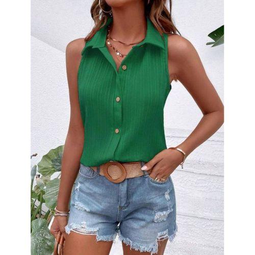 Kadın Sıfır Kol Pamela Kumaş Gömlek