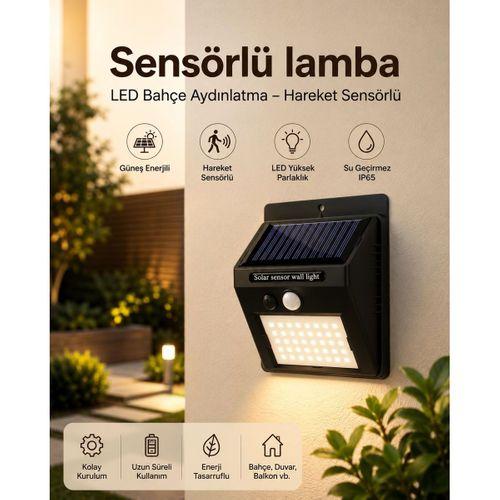 Sensörlü, Güneş Enerjili Led Duvar Lambası Bahçe Ve Balkon Aydınlatma
