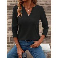 Kadın Uzun Kollu Cepli V Yakalı Viskon Iki Iplik Bluz