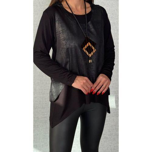 Kadın Siyah Deri Yelekli Kolye Dahil üçlü Takım