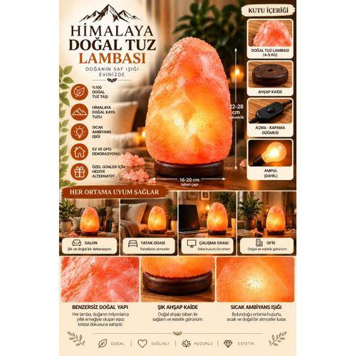 Himalaya 4-5 Kg Doğal Kaya Tuzu Lambası Ahşap Kaideli Dekoratif Ortam Lambası