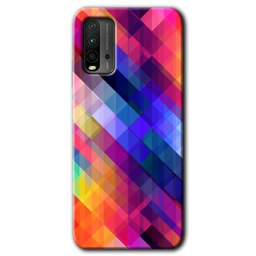 MRCİLETİSİM Xiaomi Redmi 9T Kılıf Baskılı Kapak - Multi Oblique + 5D Tam Kaplayan Cam