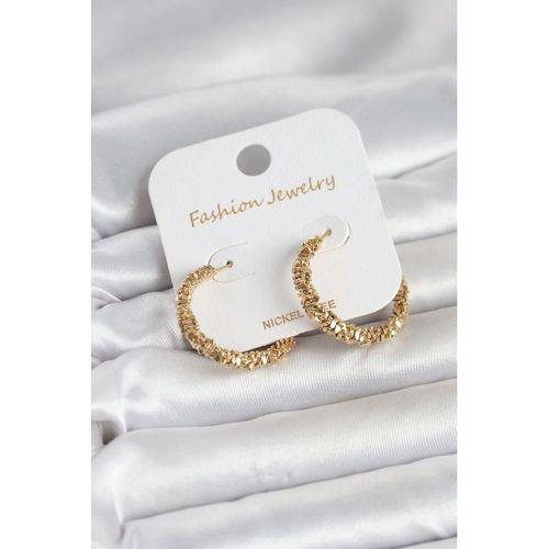 Gold Renk Pirinç Tırtık Model Kadın Küpe