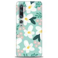 Xiaomi Mi Note 10 Pro Kılıf HD Baskılı Kılıf - Pembe Beyaz Papatyalar + Tam Ekran Koruyucu