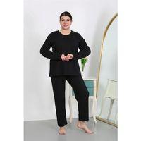 Kadın Büyük Beden Uzun Kol Penye Pijama Takımı Siyah