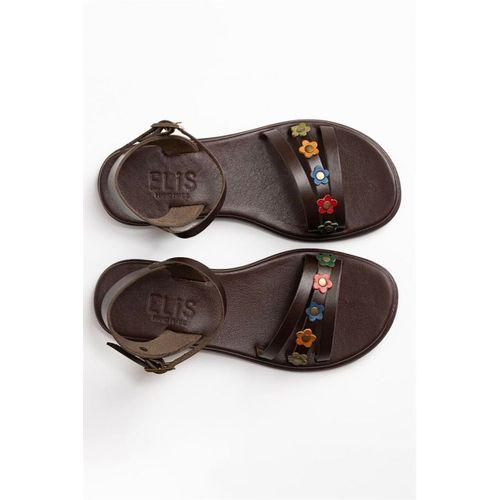 Bodrum Üç Bantlı Hakiki Deri Kadın Sandalet 4835 Kahve Khv