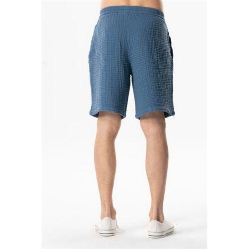 Beli Lastikli Rüzgar Kadın/Erkek Unisex Müslin Yazlık Şort İndigo indg