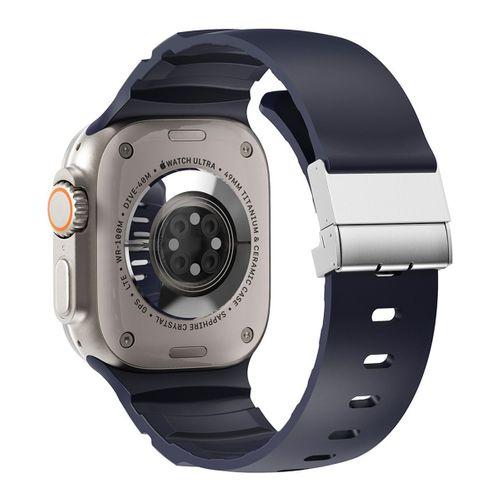 Apple Watch 7 45mm Zore KRD-145 Metal Tokalı Silikon Kordon
