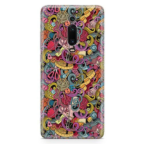 Xiaomi Redmi K20 Pro Premium Kılıf Doodle Dikiş Makinesi Arka Kapak Koruma Desenli Full Koruyucu