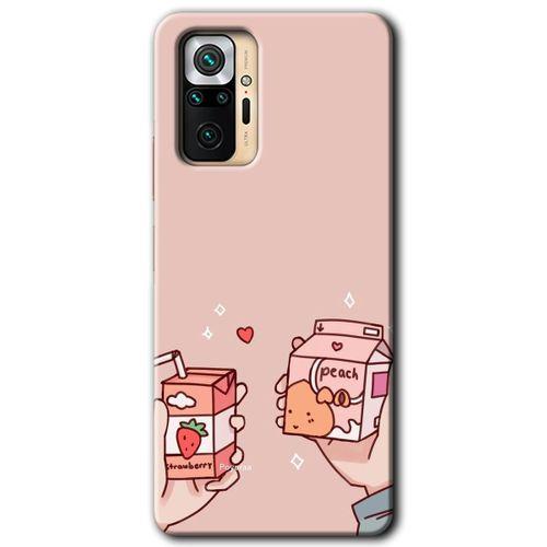 Xiaomi Redmi Note 10 Pro Kılıf Kapak - Meyveli Süt +Hayalet Ekran Yandan Gözükmez