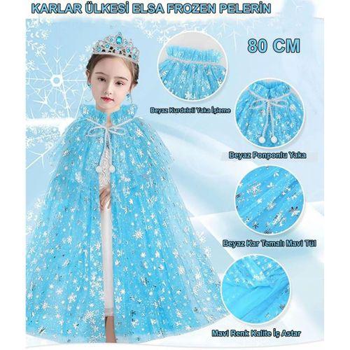 Karlar Ülkesi Elsa Frozen Mavi Pelerin – 80 Cm Çocuk Pelerini