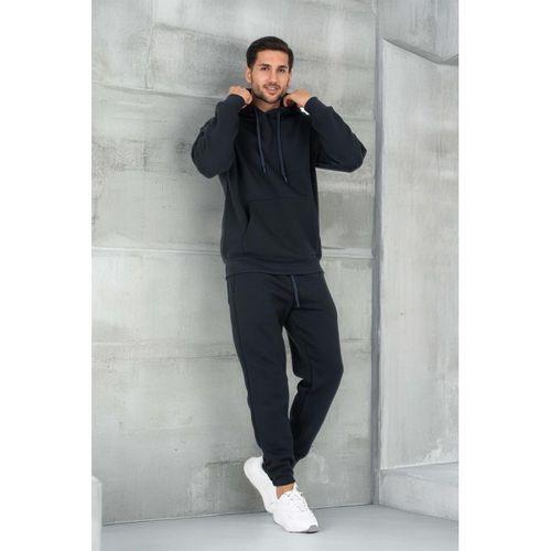 Şardonlu Kanguru Cepli Sweatshirt - 3 İplik Şardonlu Lastik Paça Erkek Eşofman Altı- Eşofman Takımı - Yeni Füme