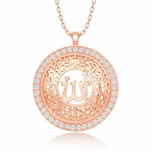 Gümüş Rose Allah Yazılı Kadın Kolye