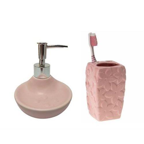 Sıvı Sabunluk,Diş Fırçalık 2 Li Banyo Seti,Çiçekli
