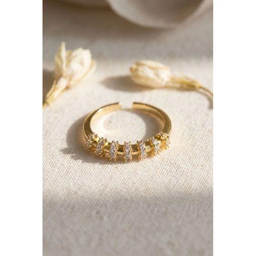 Zirkon Taşlı Gold Renk Vintage Kadın Yüzük
