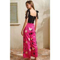 Kalın Askılı Viskon Çiçek Desenli Sırt Aksesuarlı Yazlık Dantel Detaylı Pijama Altı