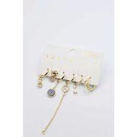 Taşlı Set Küpe - Altın