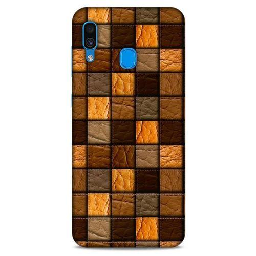Samsung Galaxy A30 Kılıf Patchwork (32) Soft Silikon Kılıf Turuncu Kahve