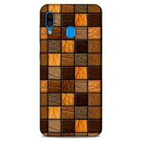 Samsung Galaxy A30 Kılıf Patchwork (32) Soft Silikon Kılıf Turuncu Kahve
