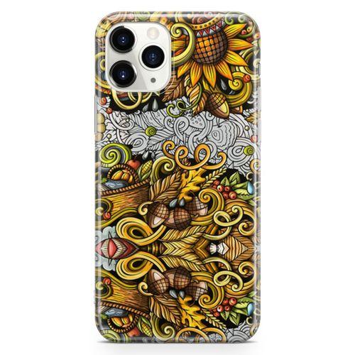 Apple iPhone 11 Pro Kılıf Sonbahar Doodle Arka Kapak Koruma Desenli Full Koruyucu