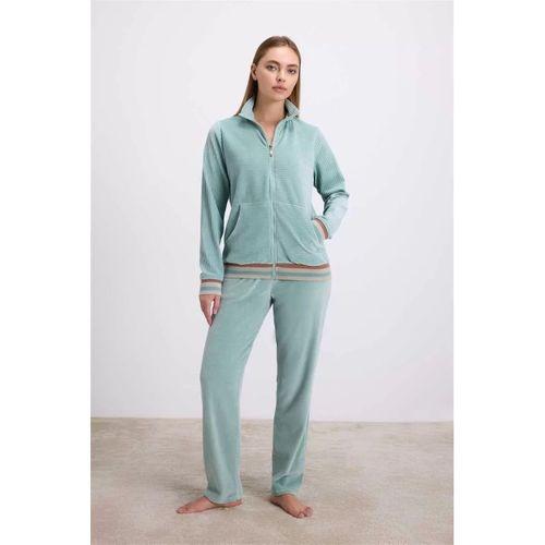 Kadife Dokulu Uzun Kollu Sweatshirt Ve Pantolon Takımı