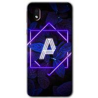 Samsung Galaxy A01 Core Kılıf Baskılı Kapak - Dark Neon Yaprak A Harfi + 5D Tam Kaplayan Cam