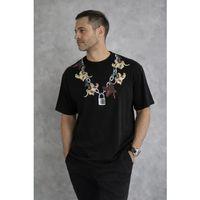 Erkek Baskılı T-Shirt Kısa Kol Bisiklet Yaka Regular Fit Rahat Kalıp Günlük Tişört - Siyah