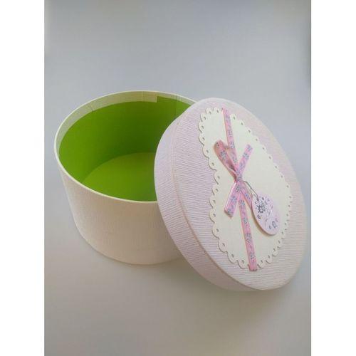 KUTU YUVARLAK PEMBE KREM 19,5CM X 19,5CM X 11CM