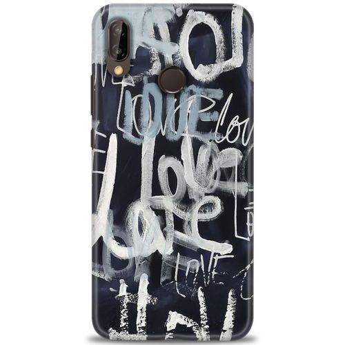 Huawei P20 Lite Kılıf HD Baskılı Kılıf - Gri Love + Tam Ekran Koruyucu