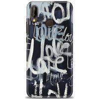 Huawei P20 Lite Kılıf HD Baskılı Kılıf - Gri Love + Tam Ekran Koruyucu