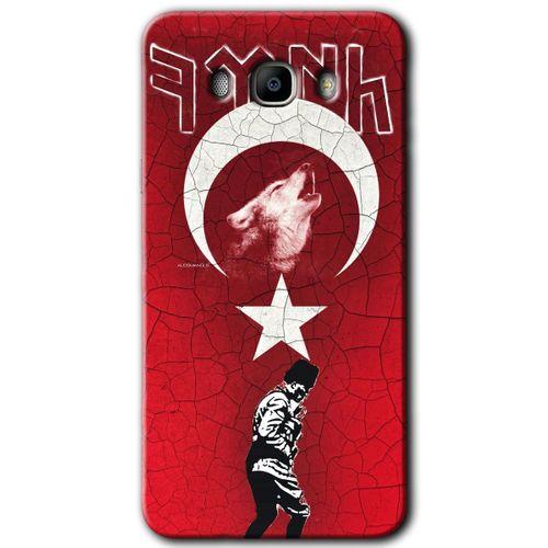 MRCİLETİSİM Samsung Galaxy J7 2016 Kılıf HD Desen Baskılı Arka Kapak + Temperli Cam - Bozkurt Atam