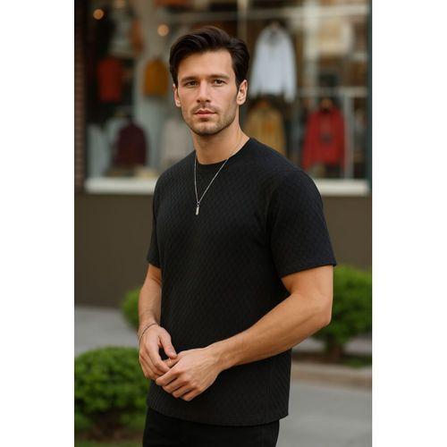 Erkek Kısa Kollu Baklava Desenli T-shirt