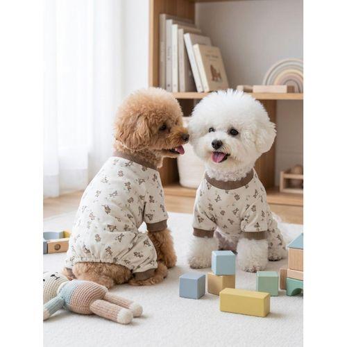 Breeds & Friends Penye Köpek Tulumu | Desenli Köpek Pijaması | Küçük Irklar İçin