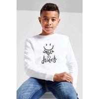 Cuma Günkü Metin Smile English Art Baskılı Unisex Çocuk Beyaz Sweatshirt