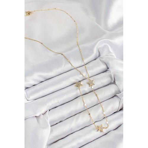 Pirinç Zirkon Taşlı Yıldız Model Gold Renk Y Kolye