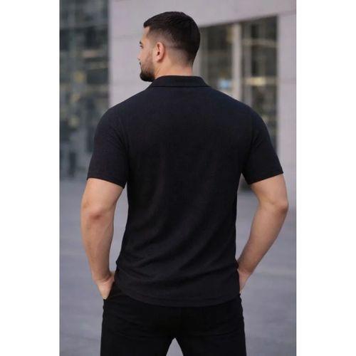 Erkek Waffle Dokuma Açık Yakalı Düğmeli Regular Kalıp 2’li Gömlek Seti - Siyah - Saks Mavisi