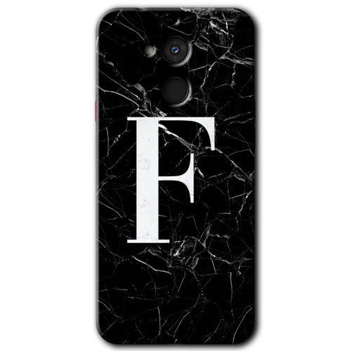 General Mobile GM 8 Kılıf HD Desen Baskılı Arka Kapak - Siyah Mermer Desenli F Harfi