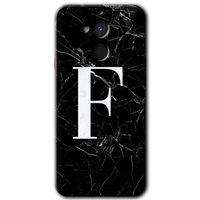 General Mobile GM 8 Kılıf HD Desen Baskılı Arka Kapak - Siyah Mermer Desenli F Harfi