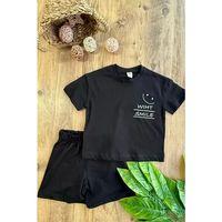 Erkek Çocuk Yazlık Şort Takım Siyah