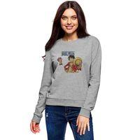 Anime One Piece Luffy Hat Baskılı Gri Kadın Sweatshirt