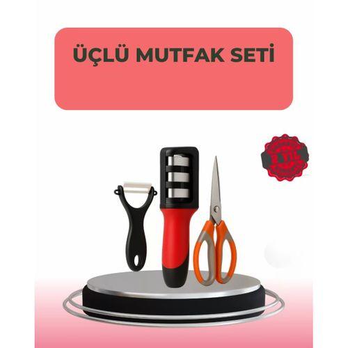 3 Parçalı Çok Fonksiyonlu Mutfak Makas Seti – Paslanmaz Çelik, Ergonomik Tasarım