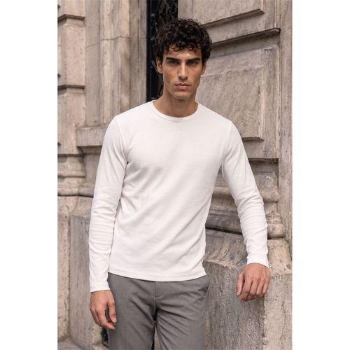 Ribera Regular Fit Pamuklu Likralı Fitilli Erkek Sweatshirt - Ekru